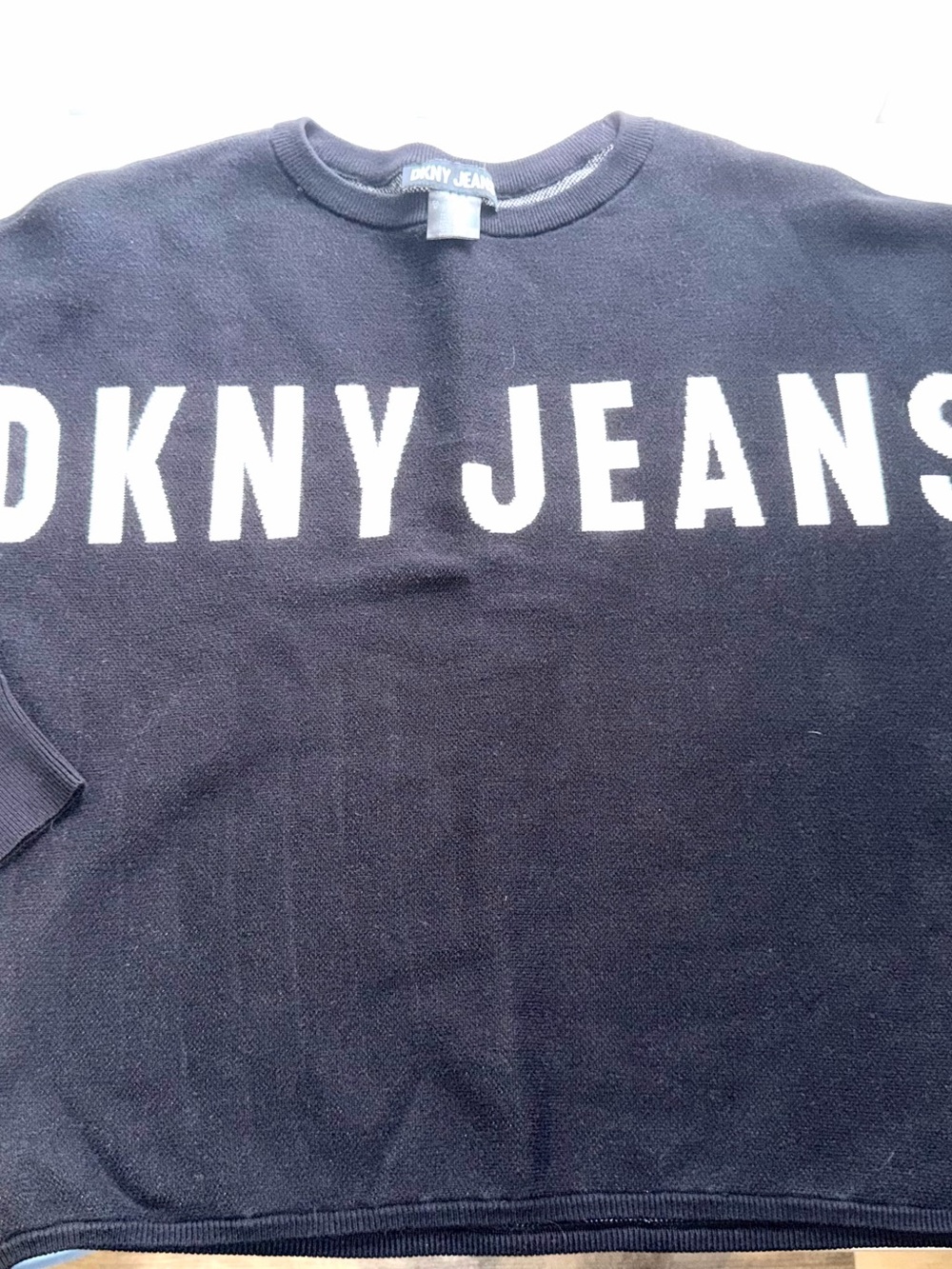 DKNY Jeans Oversized Black Knit Logo Sweater T0149